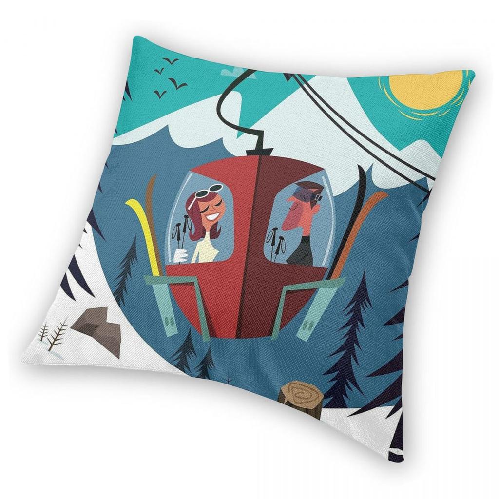 Les Arc Ski Resort Pillowcase Polyester Linen Velvet Creative Zip Decor Pillow Case Bed Cushion Cover