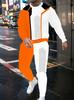 Men's Trendy Gradient Color Paris Letter 3D Print T-shirt Pants Set For Men Fashion Outdoor Long Sleeved Pullover Jogging Outfit