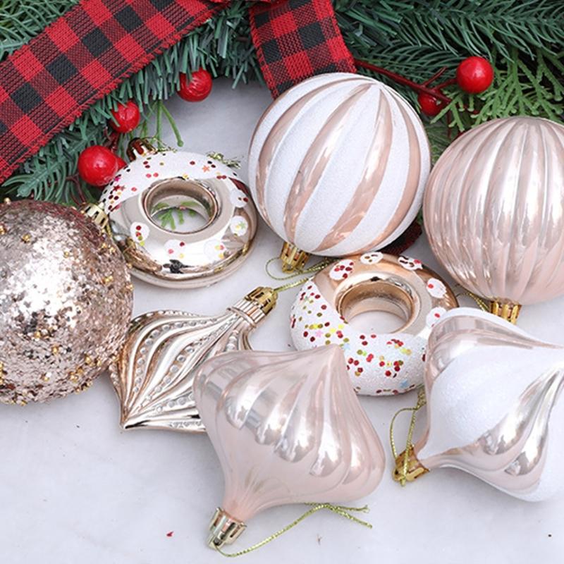 8PCS Colorful Christmas Tree Decorations With Unique Artwork Durable Plastic Ornament For Indoors Outdoor Use