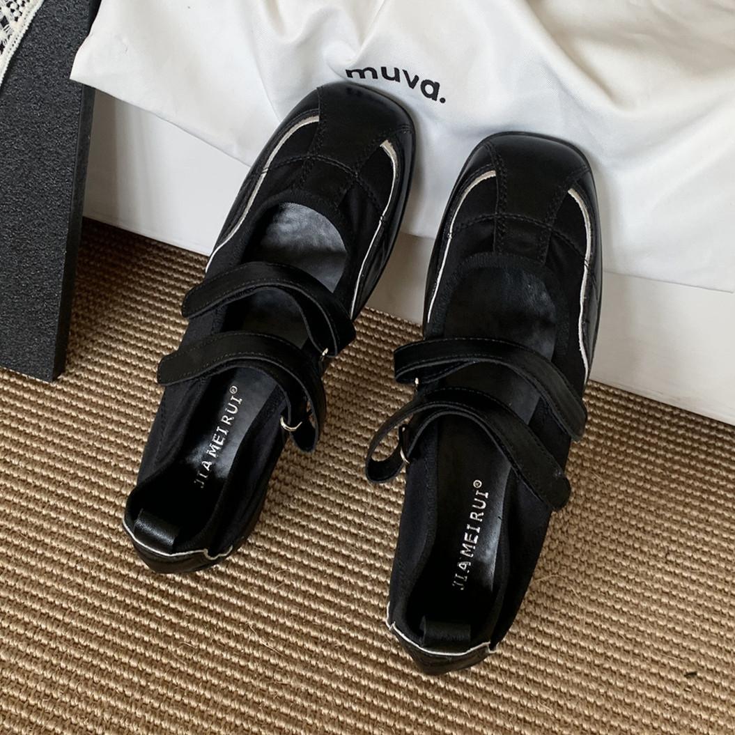 

Fashion IPPEUM Silver Ballerina Sneakers Flat Shoes Mary Janes Shoes 2025 New Fashion Microfiber Leather Women Ballet Flats 225