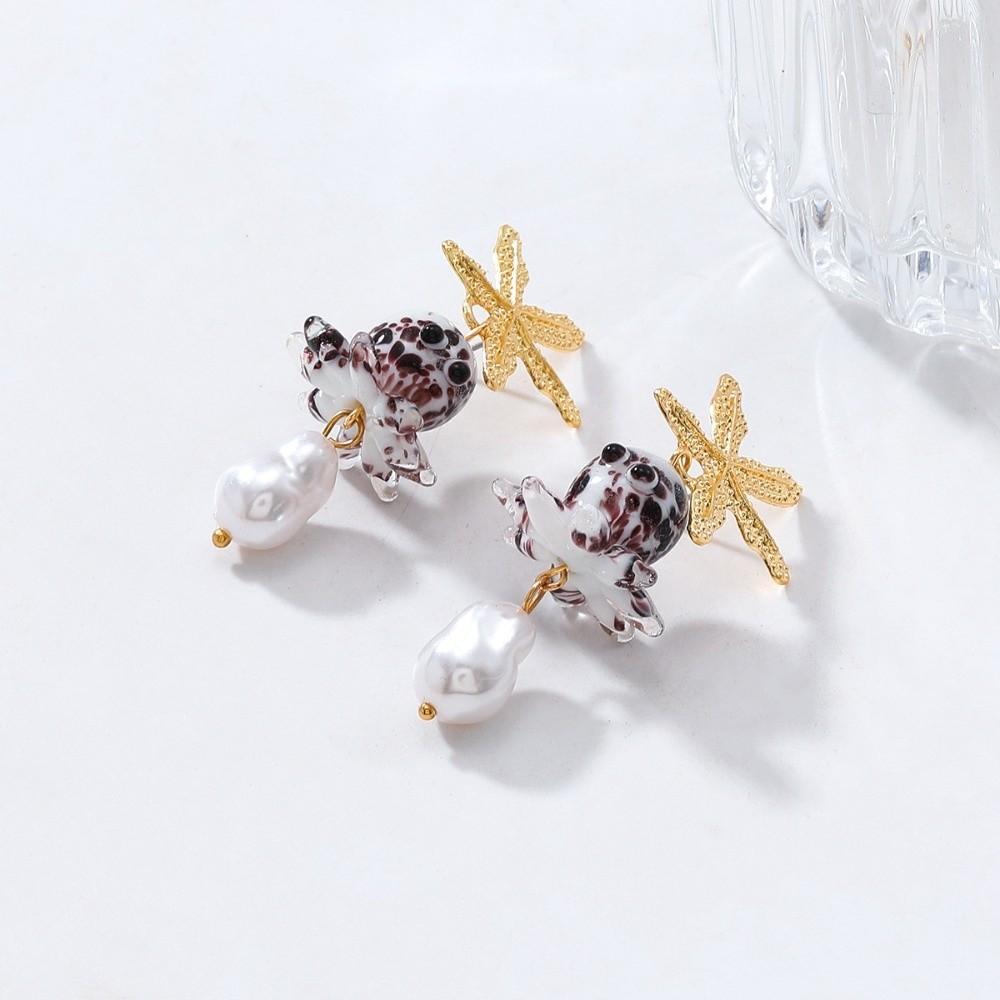 Conch Octopus Starfish Colored Glaze Starfish Earrings Personality Star Dangle Earrings Vacation