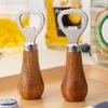 1pc Beer Bottle Opener Solid Wood Handle Stainless Steel Bottle Opener for Household Use