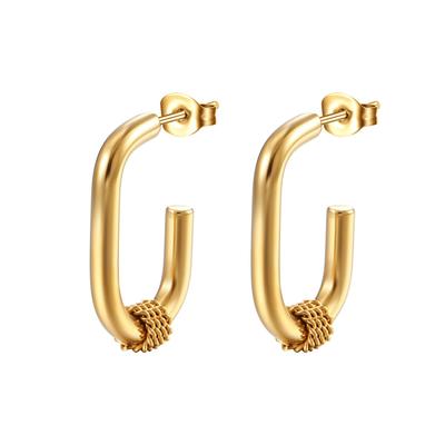 Wind Stainless Steel Oval Earrings Simple Trend 18K Women's Titanium Steel Geometric Ear Buckle Decoration