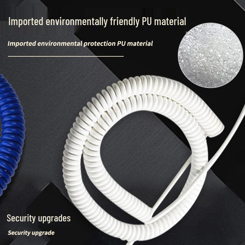 Durable PU Spiral Cable: Spring Wire, 2/3/4-Core, High Rebound, National Standard Copper Core Power Cord