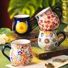 [Elegant Floral Ceramic Mug] 1pc Elegant Hand-Painted Floral Ceramic Mug - Microwave Safe, Insulated for Hot & Cold Drinks - Unique Coffee Accessory