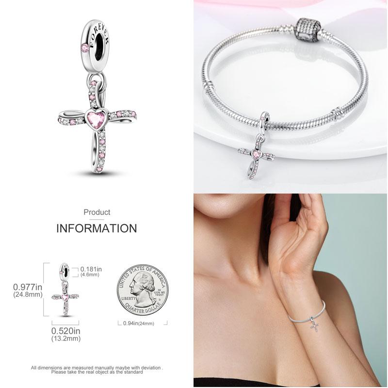 Original 100% Copper Bow Girl Heart Charms Cat Paw Safety Chain Fit Pand Bracelet Diy Jewelry Making Women'S Gift