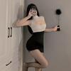 Summer Sex Dress Sexy OL Secretary Uniform with Breast Peel Free and Hip Perspective Temptation Clothing Hollow Dress Clothes