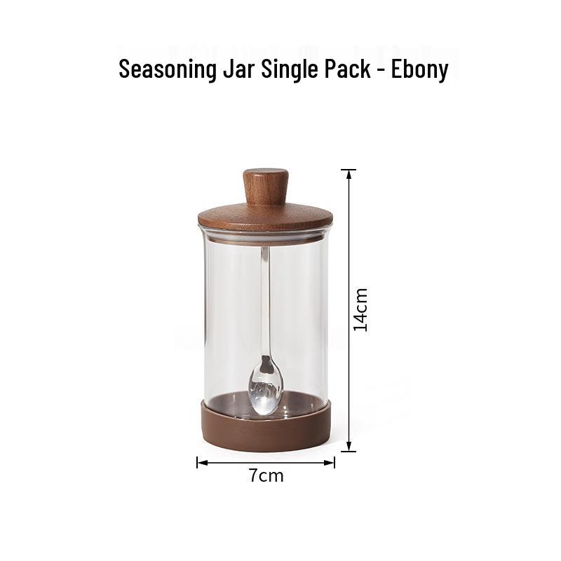 Beginner Moisture-Proof Glass Seasoning Jar Set with Storage Rack for Home Kitchen