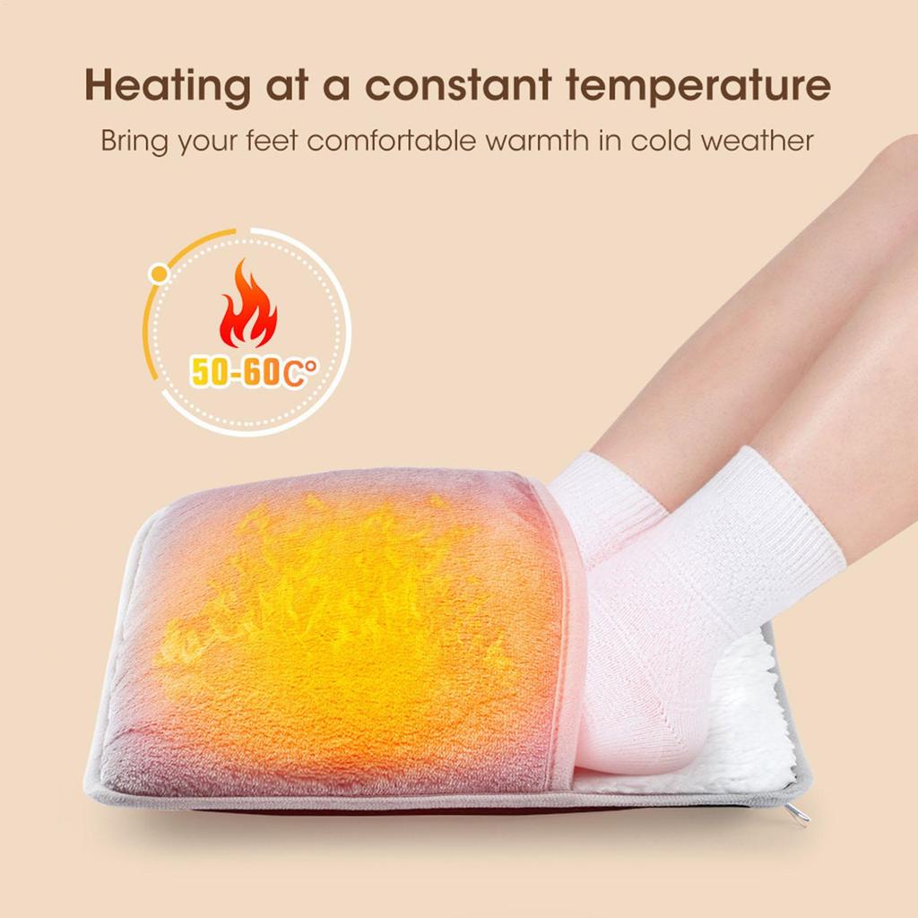 Winter Electric Foot Heating Pad USB Soft Plush Thermal Blanket Feet Foot Warming Mat Heating Slippers for Home Office Bedroom