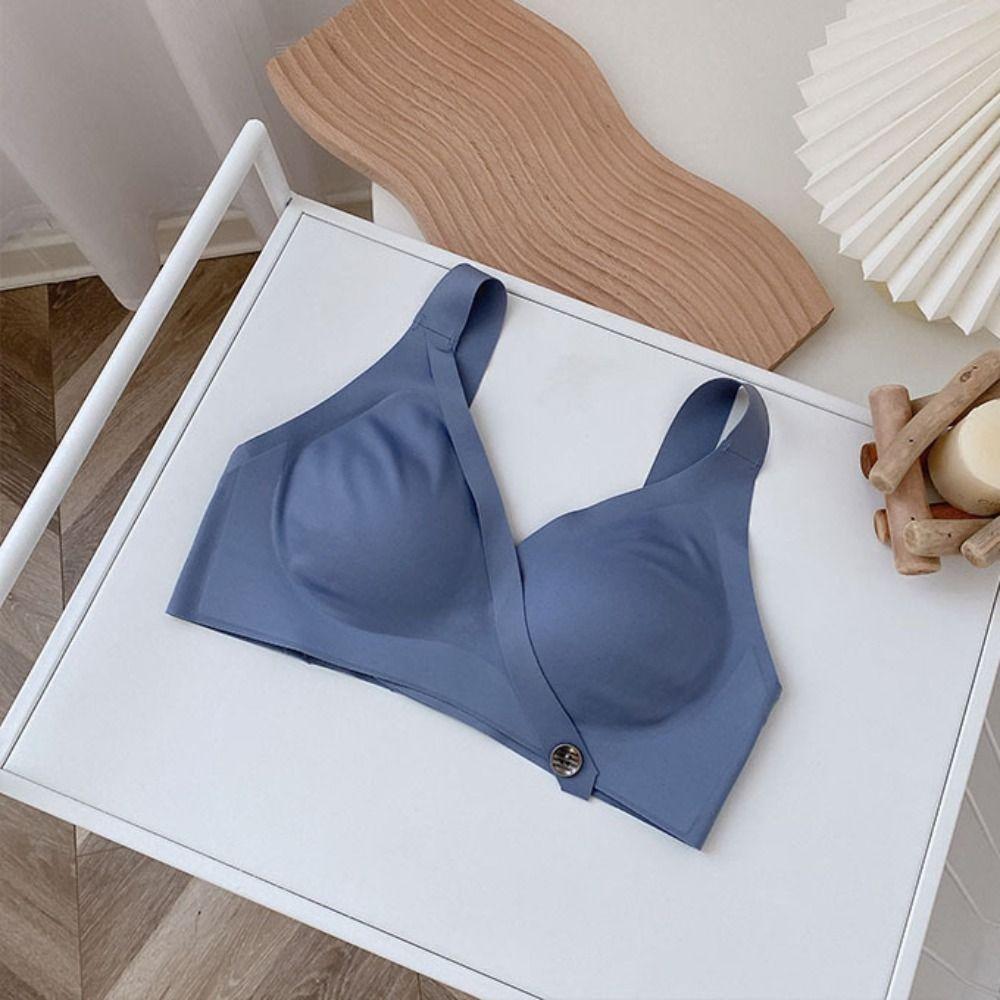 Traceless Seamless Button Bra Close-fitting Deep V Bra Simple Wireless Bras  Daily