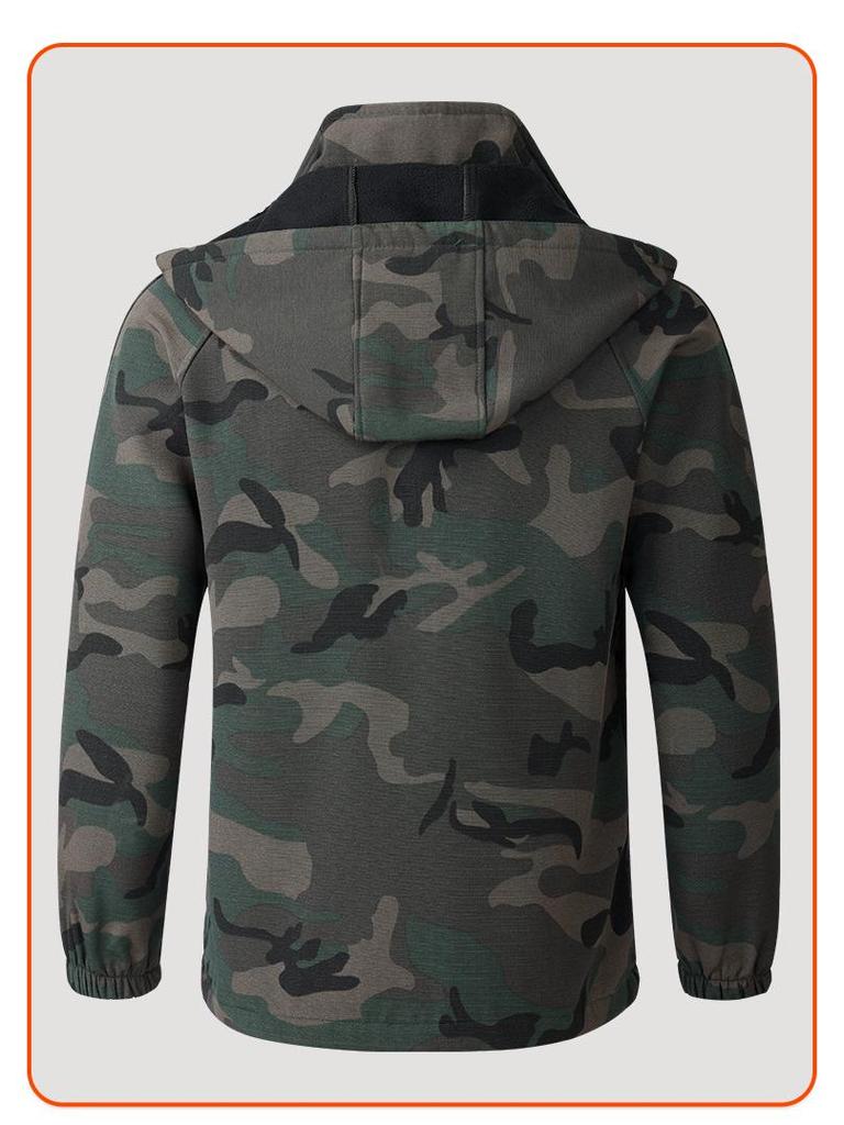 Men's Waterproof Camouflage Workwear Set - Velvet Lined, Wear-Resistant, Outdoor Cold Protection
