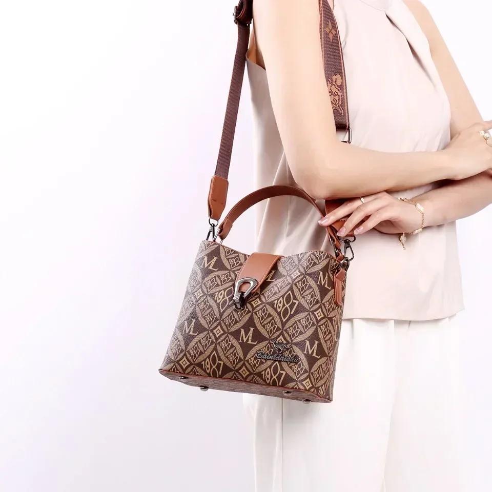 Neue tragbare, vielseitige Messenger-Schultertasche mit Vintage-Print für Damen mit großer Kapazität