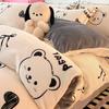 Cartoon Thickened Milk Fleece Coral Fleece Bed Four-Piece Set Fleece Flannel Quilt Cover Children'S Bed Single Three-Piece Set