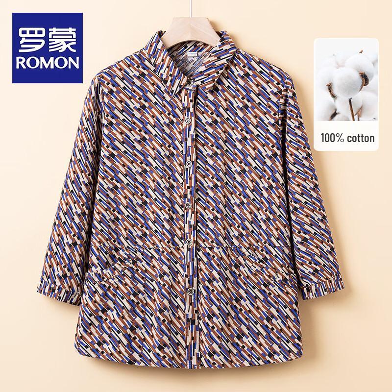 ROMON Women s Floral Cotton Cardigan Shirt 4XL