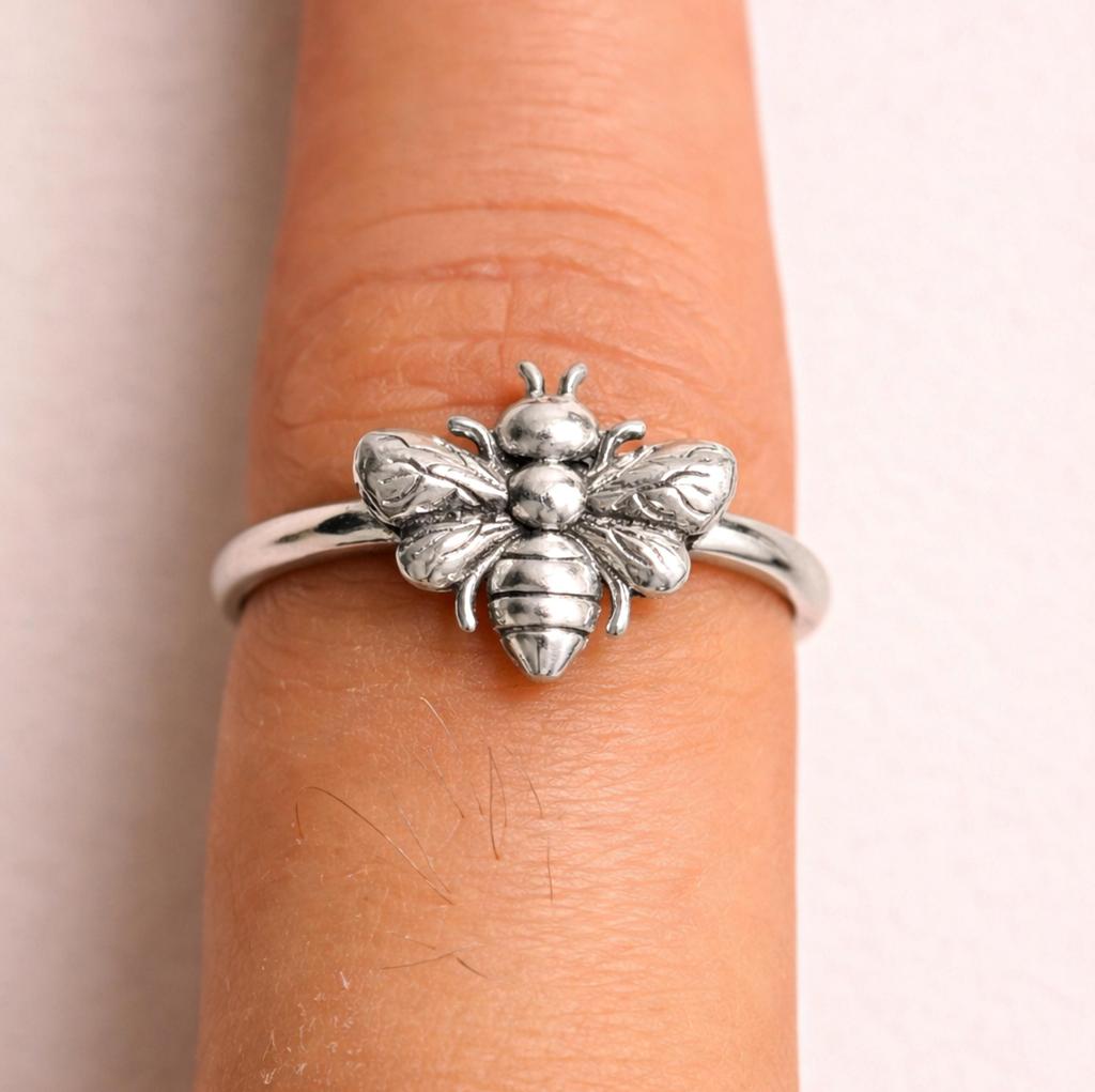 Honey Bee Ring, Designer Ring, 925 Solid Sterling Silver, Bee Ring for Women, Good Luck Ring, Promise Ring