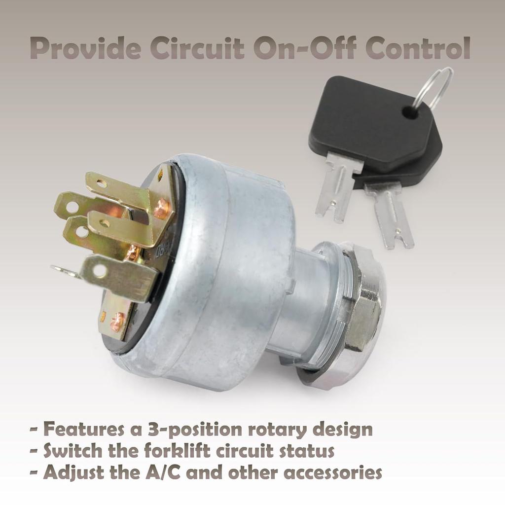 4292483 Ignition Starter Switch Replacement for Clark for Hyster TO015B Forklift for Pollak 31-297 3 Position Ignition Switch Assembly Lock Cylinder