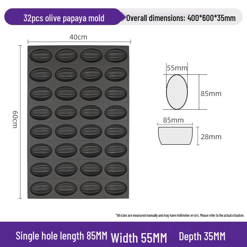 Shaoshan 32-Cavity Non-Stick Papaya-Shaped Baking Tray