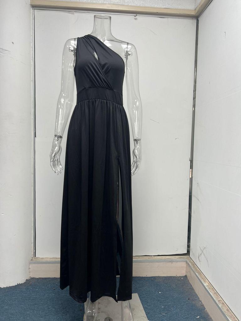 2025 New Off-Shoulder High-Slit Sleeveless Long Dress - European and American Women's Fashion