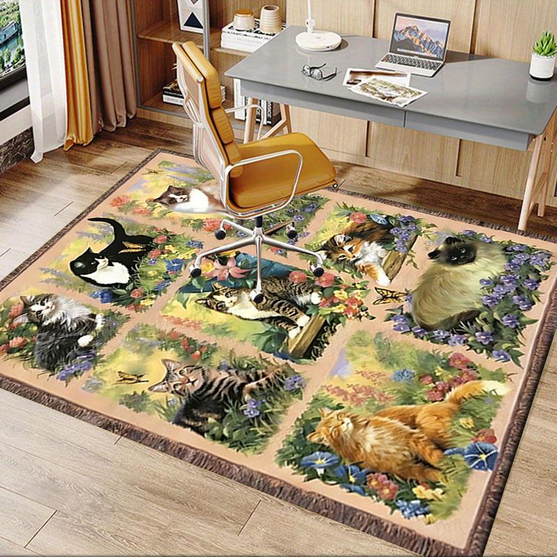 Charming Cat Garden Chair Mat Office Carpet for Home Decor, Suitable for Living Room, Bedroom, and Various Rooms
