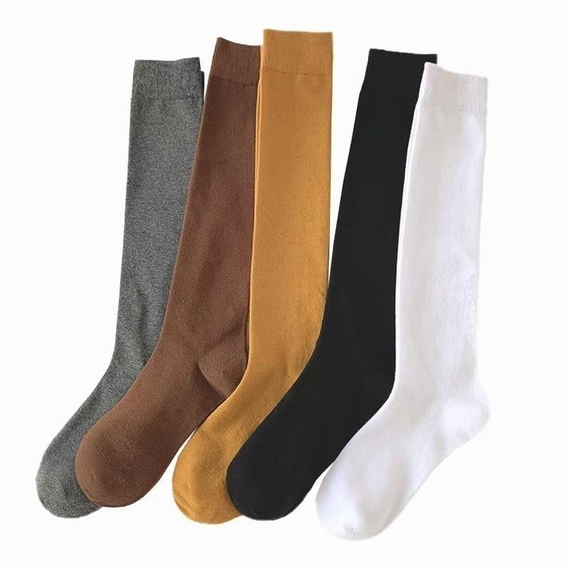 College-style Solid-color Knee-high Calf Socks for Women, Versatile Long Stockings with Slight Pressure To Prevent Dropping