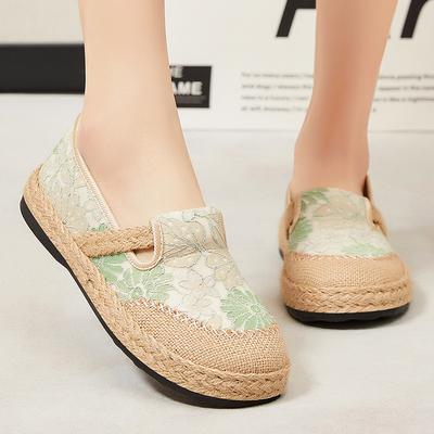 Schuhe Damen vielseitig Frühling neu ethnischer Stil Polyurethan leichtgewichtige Mutterschuhe Leinen alte Peking Stoffschuhe Freizeitschuhe