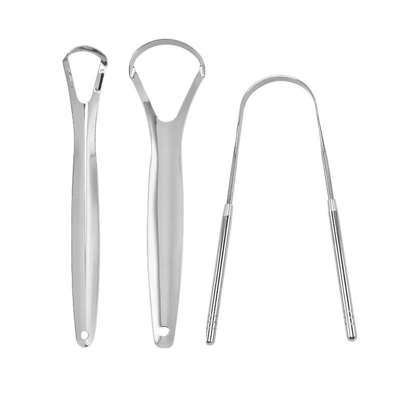 

Reusable Stainless Steel Oral Mouth Brush Case Tongue Clean Non Slip Handle Tongue Scraper Portable Single Layer Tongue Scraper Combo