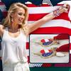 Kolip July 4th Earrings For Women Girls Zinc Alloy Imitation Pearl Drop Dangle Earrings PatrioticFringe Drop Earrings