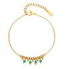Statement Beaded Dangling Bracelet for Women, Gold Plated Stainless Steel, Adjustable Handmade Wristband Jewelry Waterproof