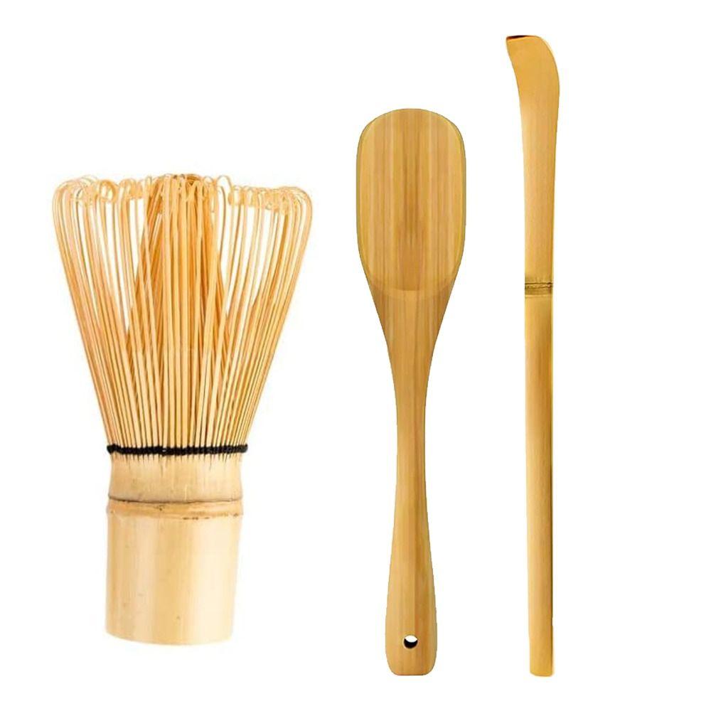 3in1 Food Grade Green Tea Powder Whisk Bamboo Japanese Chasen Traditional Matcha Whisk Set  Stirring