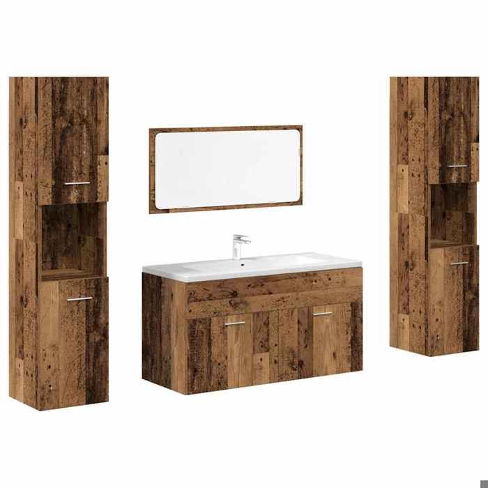VidaXL Ensemble de meubles salle de bain 4 pcs bois d'ingénierie, armoire de salle de bain, placard de salle de bain, meuble 3328595