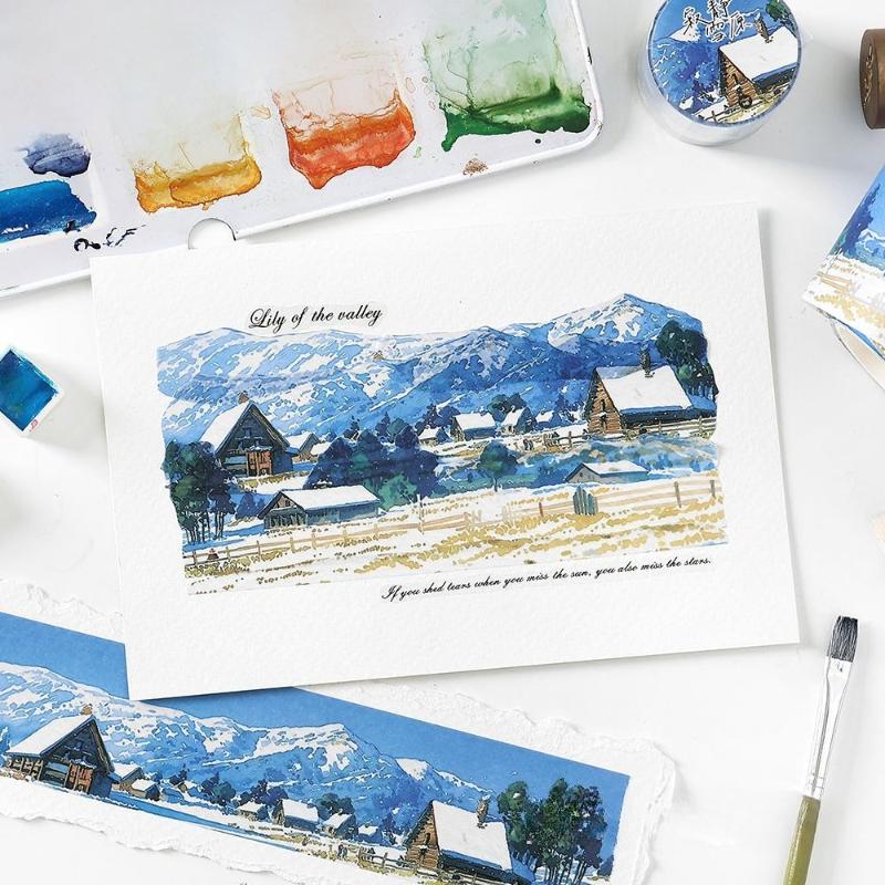 Office School Supplies Slow Season Series Washi Tape Ins Winter Snow Scene Hand Tent Diy Decoration Kawai Stationery Lovely