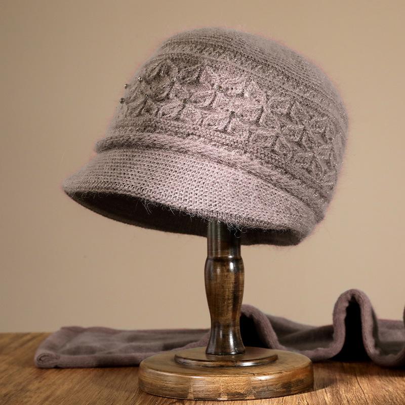 

Женская зимняя шляпа для среднего возраста, новая шляпа-ведро из кроличьего меха, теплая и ветрозащитная вязаная шапка для бабушки/мамы, темпераментная шерстяная шляпа One size кофейный