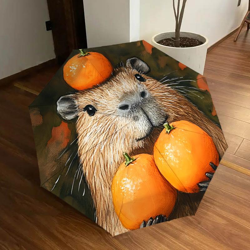 

1pc Capybara Oranges Automatic Open/Close Umbrella, Formal Events - Ideal Gift for Family or Friends, Outdoor Accessory yy251211135