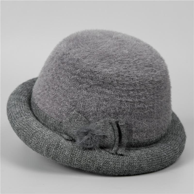 

Hat Female Grandma Foreign Style Fleece Warm Wool Hat Cold-Proof Mother-In-Law Basin Hat M（56-58cm） темно-сірий