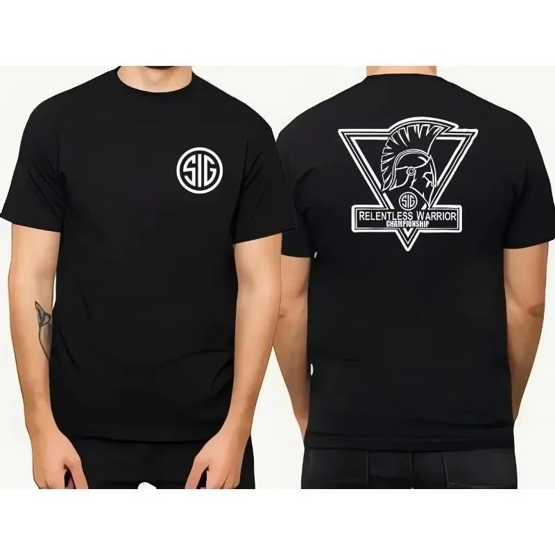 2025 Summer Men's Sig Souer Gun Pattern T-shirt Germon Gun Ammunition Army Top Casual Military Police T-shirt Skull Pattern Tee