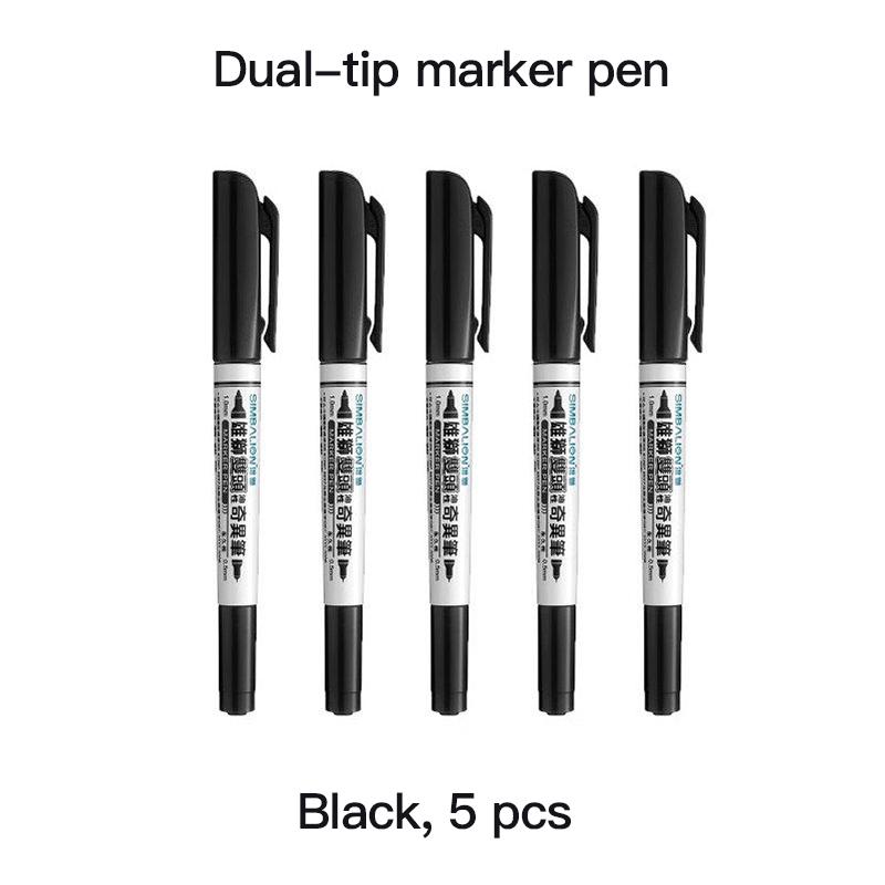 3/48 Pcs Waterproof Marker Pen Oil Permanent Dual Tip 0.5/1.0 mm Nib Black Painting Marker Pens Set Art School Office Stationery