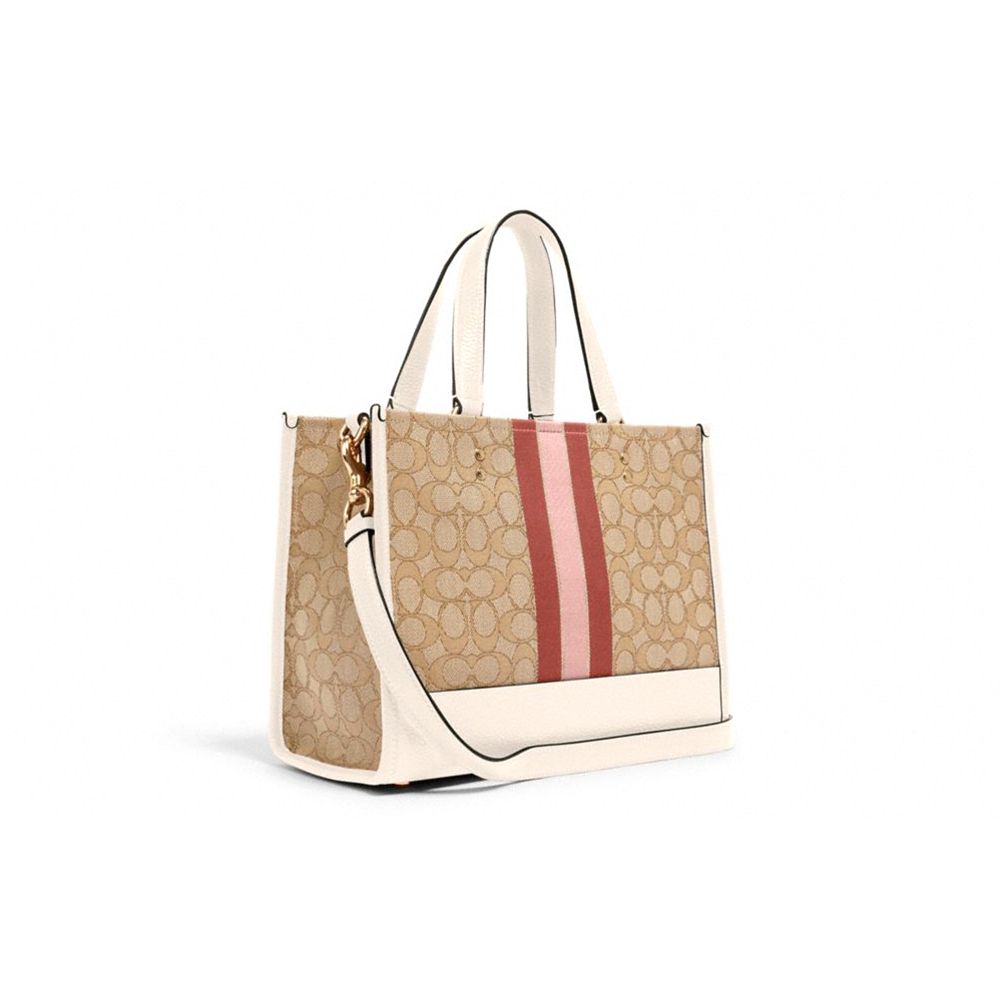 Coach Dempsey Classic Monogram Leather Tote Bag Women tote Khaki Pink 4113-IMSWZ