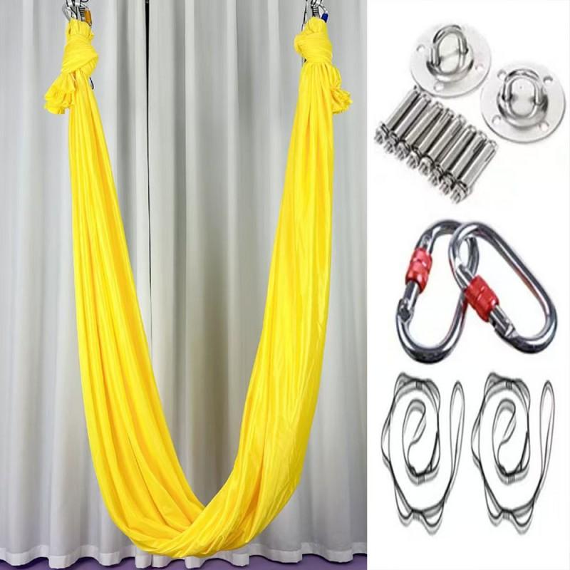 Aerial Yoga Hammock Set With Stretchy Fabric Home Gym Studio Practice Indoor Fitness Suspension Trainer
