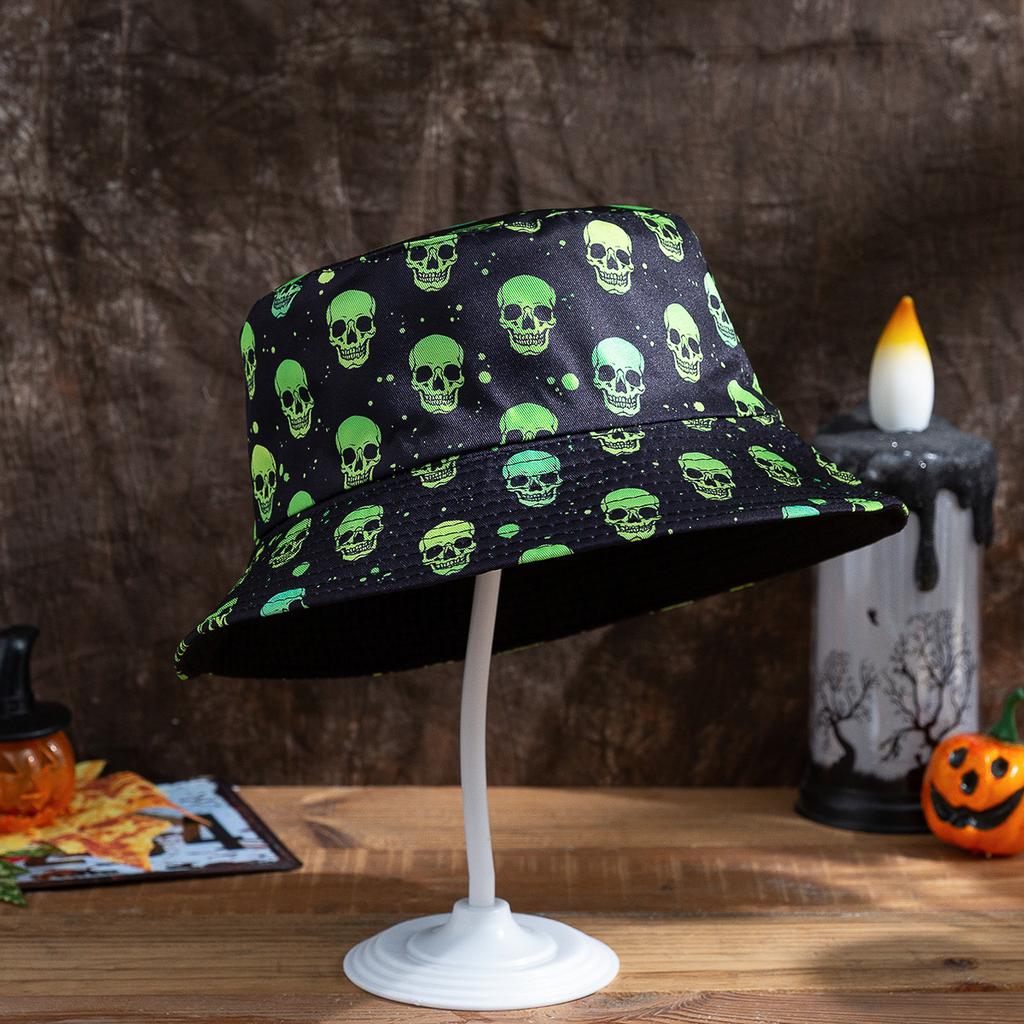 New Halloween Bucket Hat Reversible Bat Pumpkin Ghost Print Sun Protection Party Cosplay Fashion For Men And Women