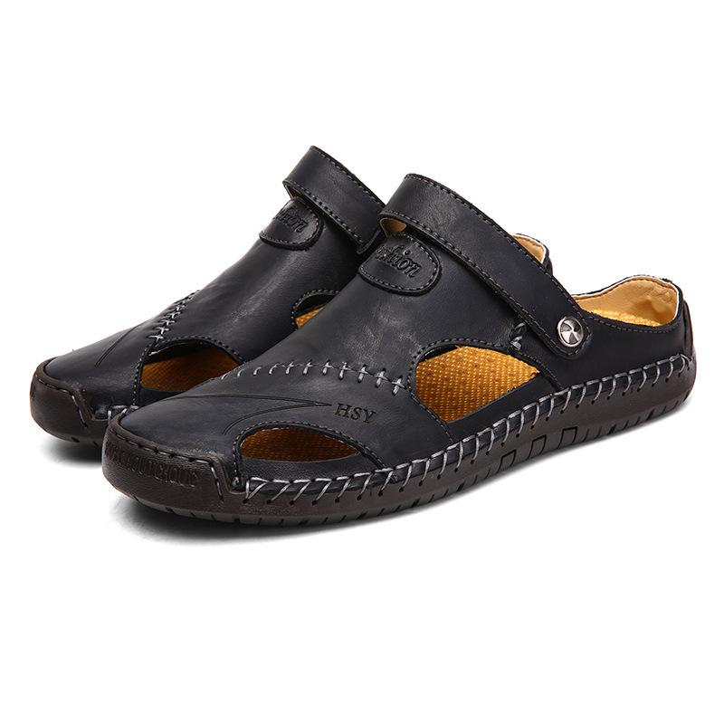 Spring and Summer Men's Plus Size Sandals Men's Trendy Leather Beach Shoes Casual Sandals and Slippers Men's Shoes Sewing Shoes