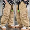 Boys Work Trousers Autumn Models Handsome Trousers Children's Pockets Casual Trousers Middle and Large Children Loose Trousers