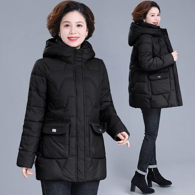 Cotton-padded Jacket Mid-length Middle-aged and Elderly Cotton-padded Jacket Women's Autumn and Winter Thickened Ladies Winter Padded Jacket Jacket