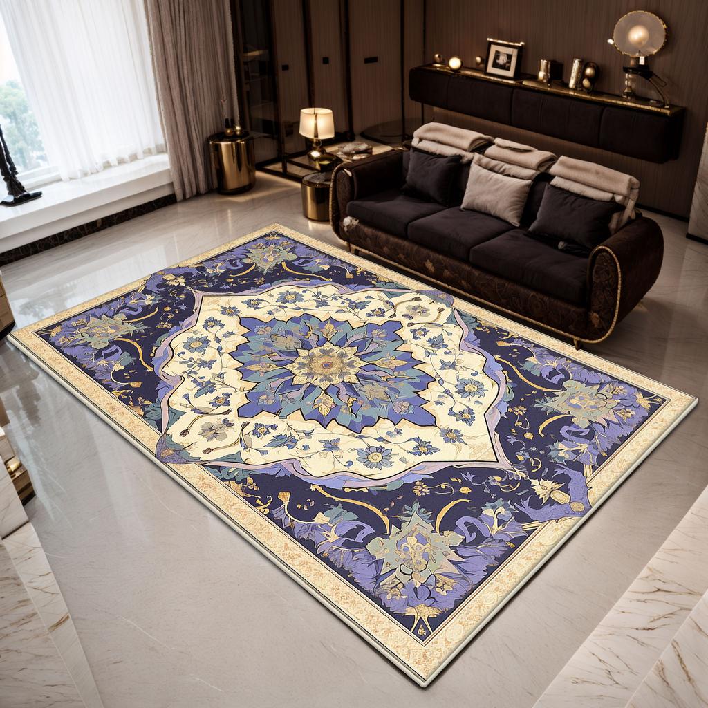 Bohemian Floral Design Home Decoration Luxury Large Rugs for Living Room Non-slip Carpet for Rooms Foldable Study Decoration Mat