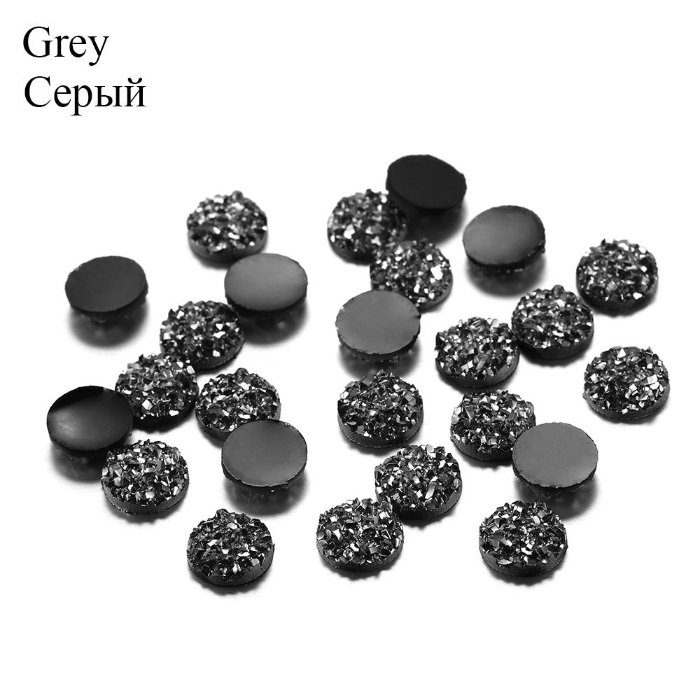 50Pcs/Lot 8mm Mix Colors Natural Ore Style Cabochons Convex Flat Back Resin Half Round Cabochons For DIY Jewelry Making Supplies
