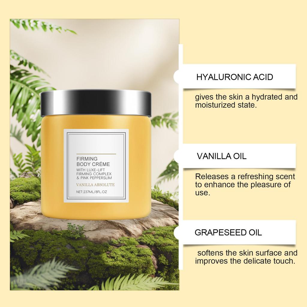 Floral Body Cream Gentle Hydration, Lightweight & Non-Greasy Rose/Vanilla/Sweet Almond Coconut Scent 237ml