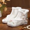 Winter Women's Hanfu Boots Embroidered Flat Round Toe Thermal Snow Boots Plush Lined Snow Boots Ideal For Seasonal Styling