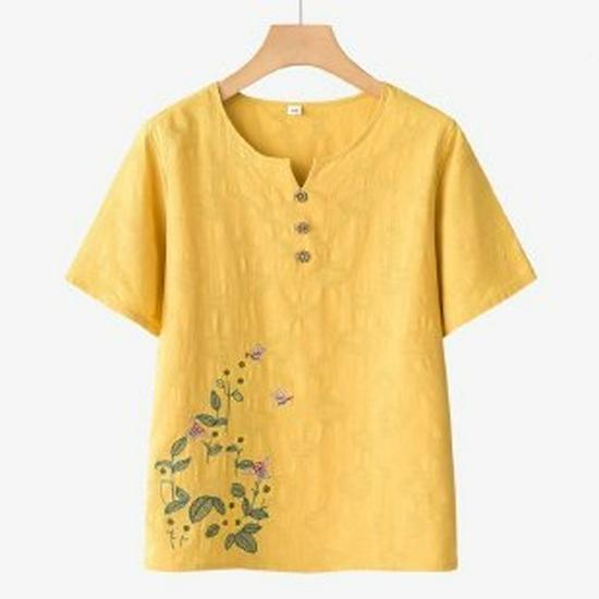 Elderly Women's Summer 2026 Short Sleeve Loose T-Shirt Two-Piece Set