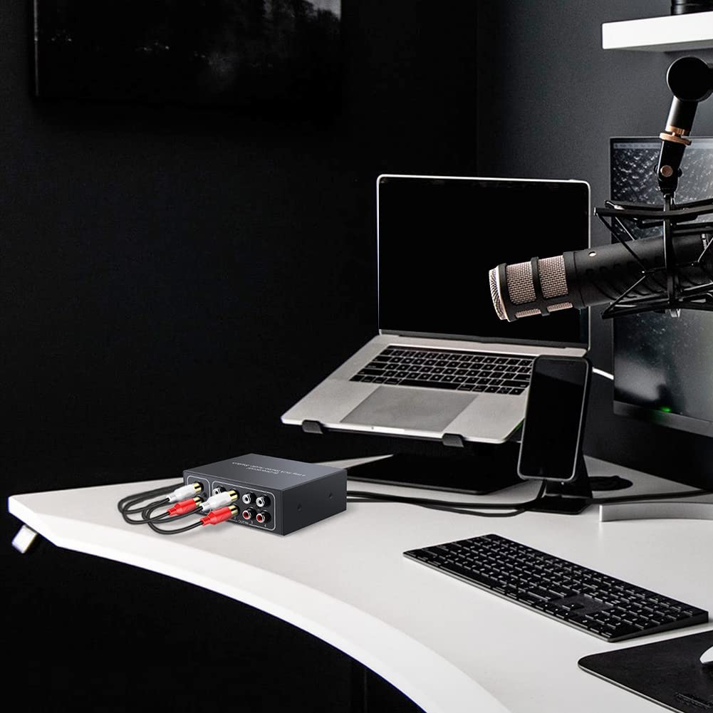 Vrttlkkfe RCA Estéreo Bidirecional Áudio 1 Saída ou 4 Saídas Jack Som Seletor Switcher de Áudio RCA de 4 Vias, Switch, 1 Entrada/4 Entradas/1 Canal L/R,