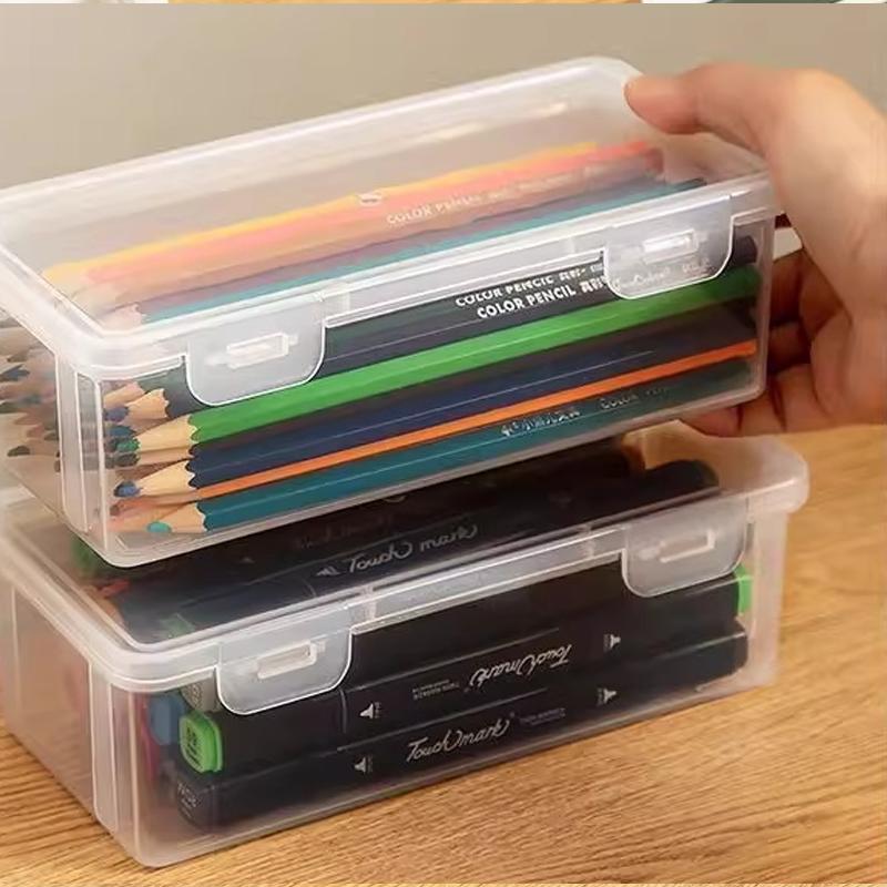 1-10 PCS Pencil Case Large-capacity Transparent Storage Box Colored Lead Children's Drawing Crayon Desktop Storage Box