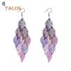 Lady Colorful Multi Layers Hollow Leaf Elegant Hook Øredobber Smykker Decor Beauty